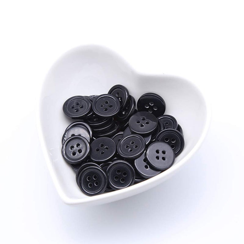 GANSSIA 5/8 Inch 4 Holes Black Buttons 15mm Sewing Round Button for Craft Pack of 160 Pcs - Image 2